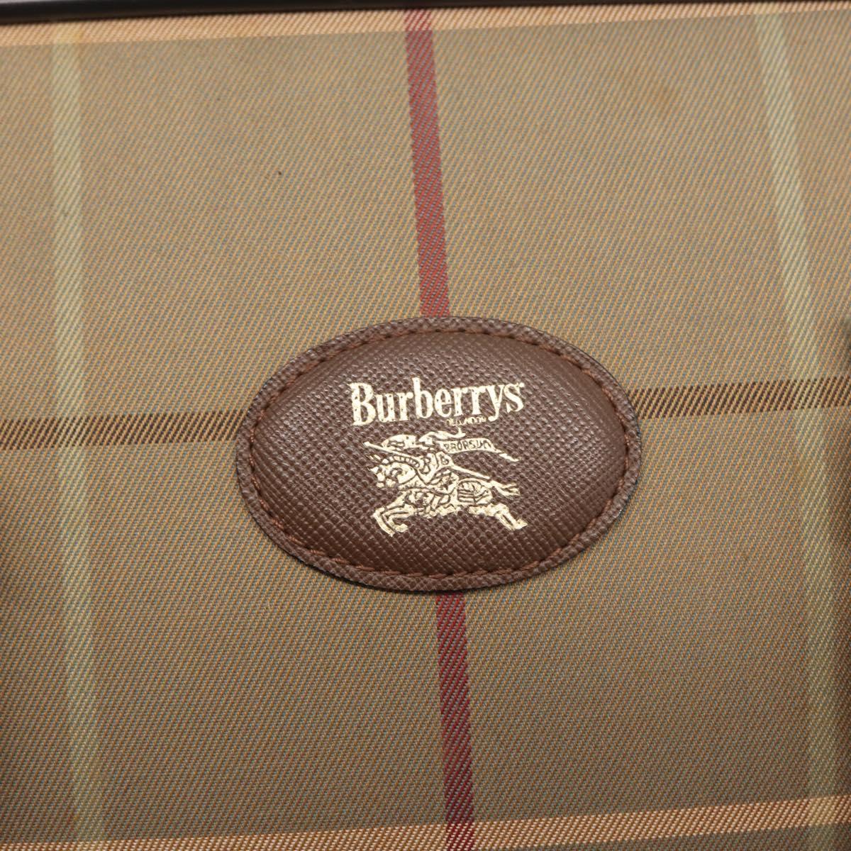 Burberrys Nova Check Hand Bag Canvas Khaki Gold Auth ti3581