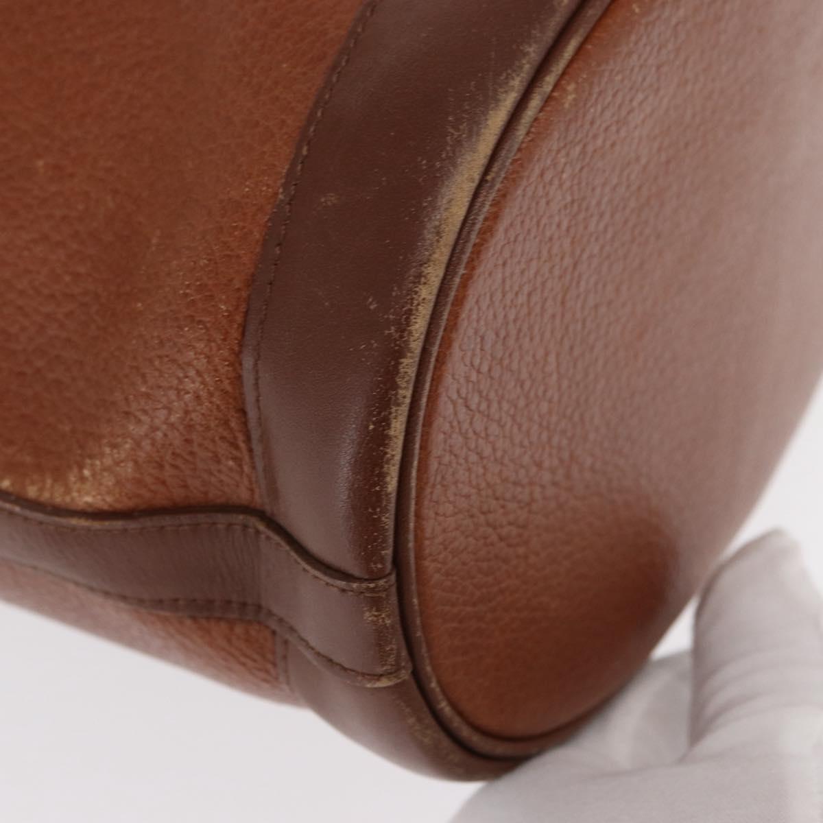 Burberrys Shoulder Bag Leather Brown Gold Auth ti3582