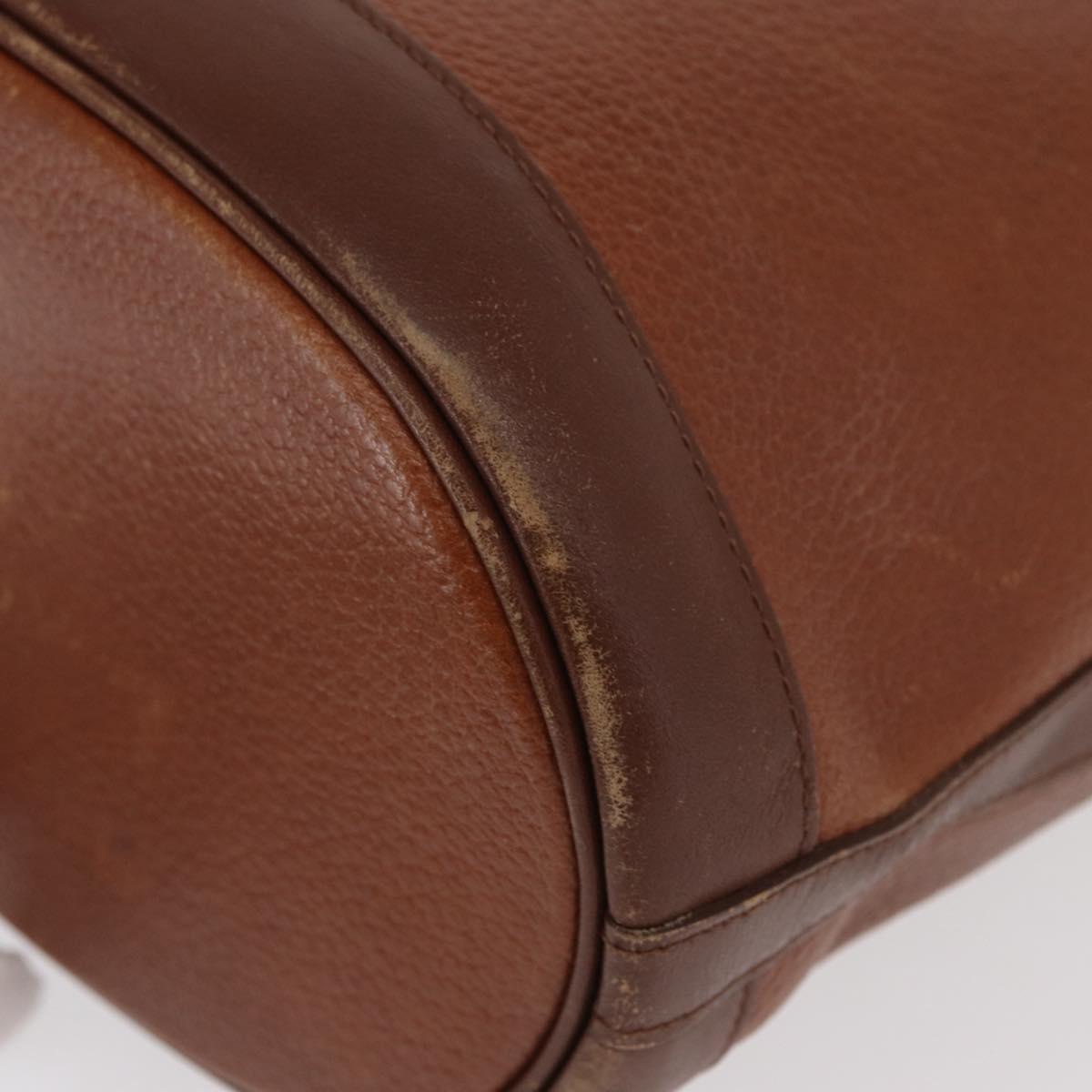 Burberrys Shoulder Bag Leather Brown Gold Auth ti3582