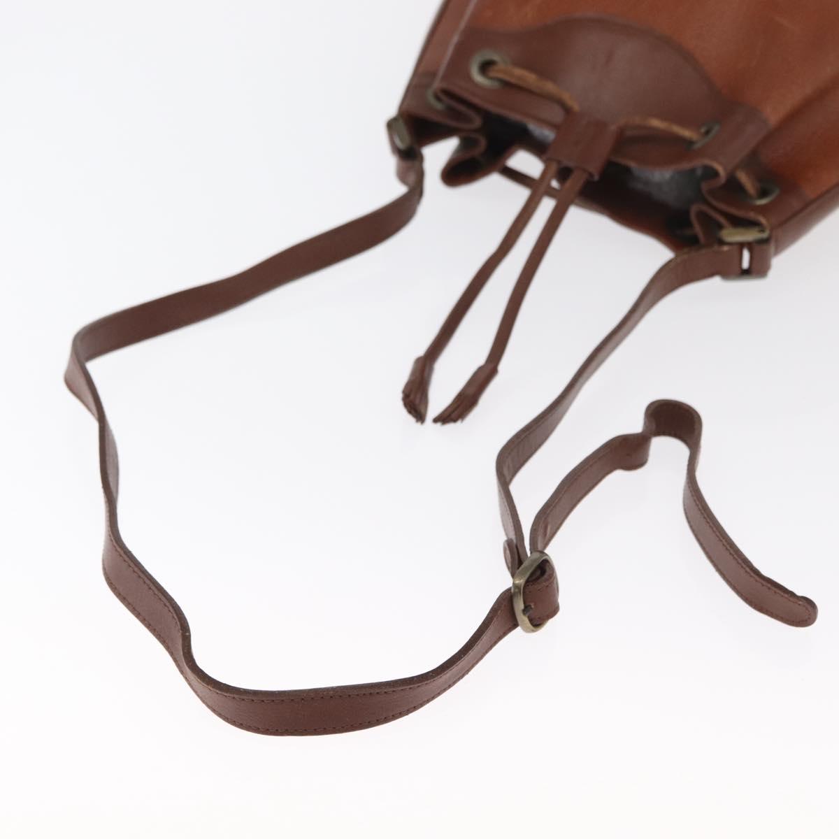 Burberrys Shoulder Bag Leather Brown Gold Auth ti3582