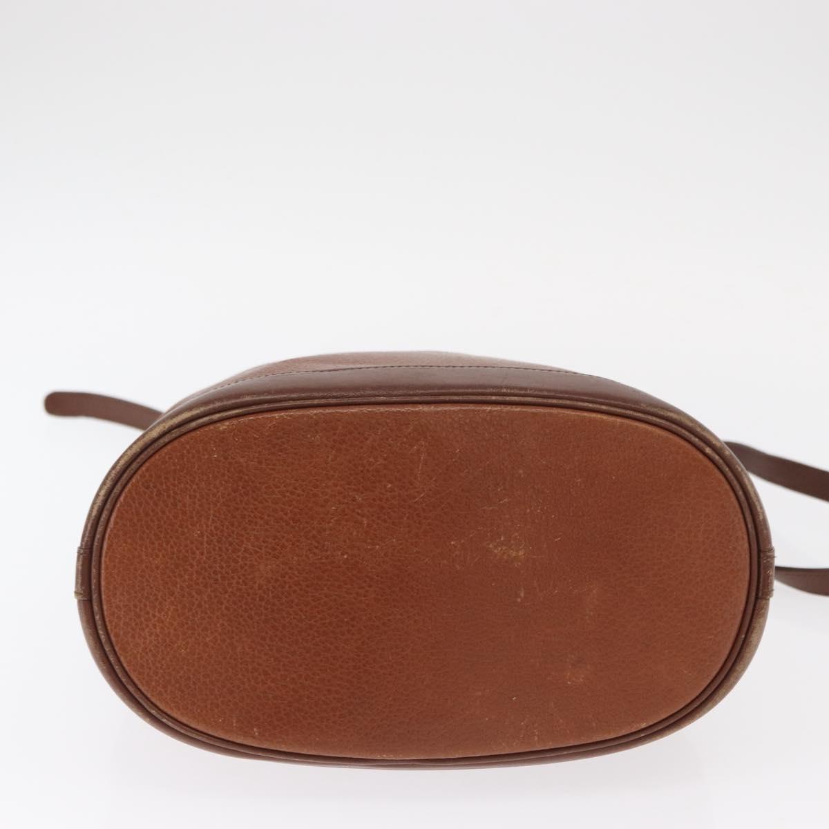 Burberrys Shoulder Bag Leather Brown Gold Auth ti3582