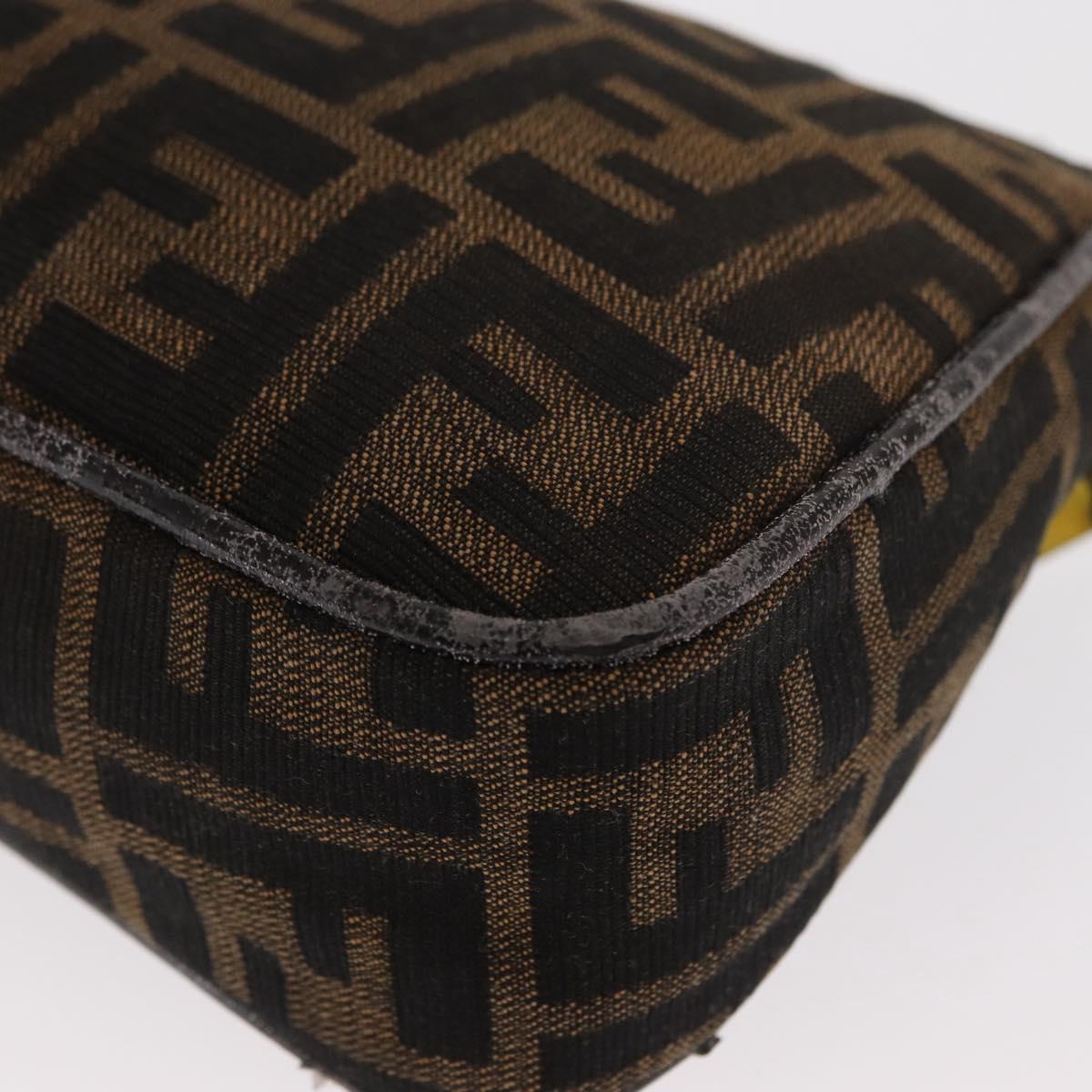 FENDI Zucca Canvas Pouch Black Brown Auth ti3589
