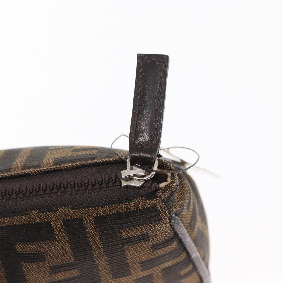 FENDI Zucca Canvas Pouch Black Brown Auth ti3589
