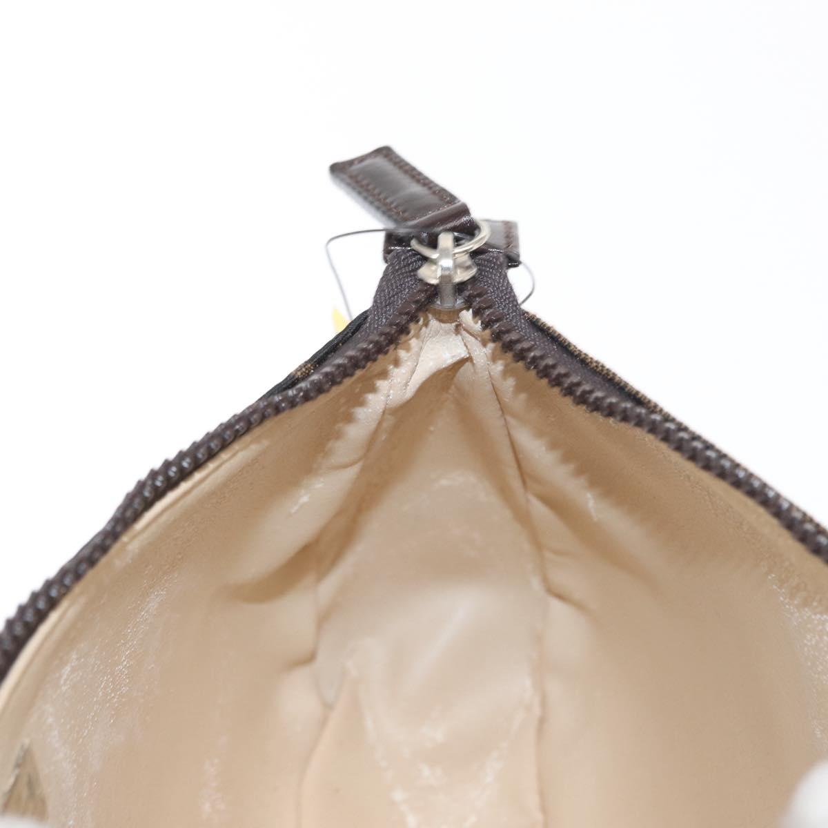 FENDI Zucca Canvas Pouch Black Brown Auth ti3589