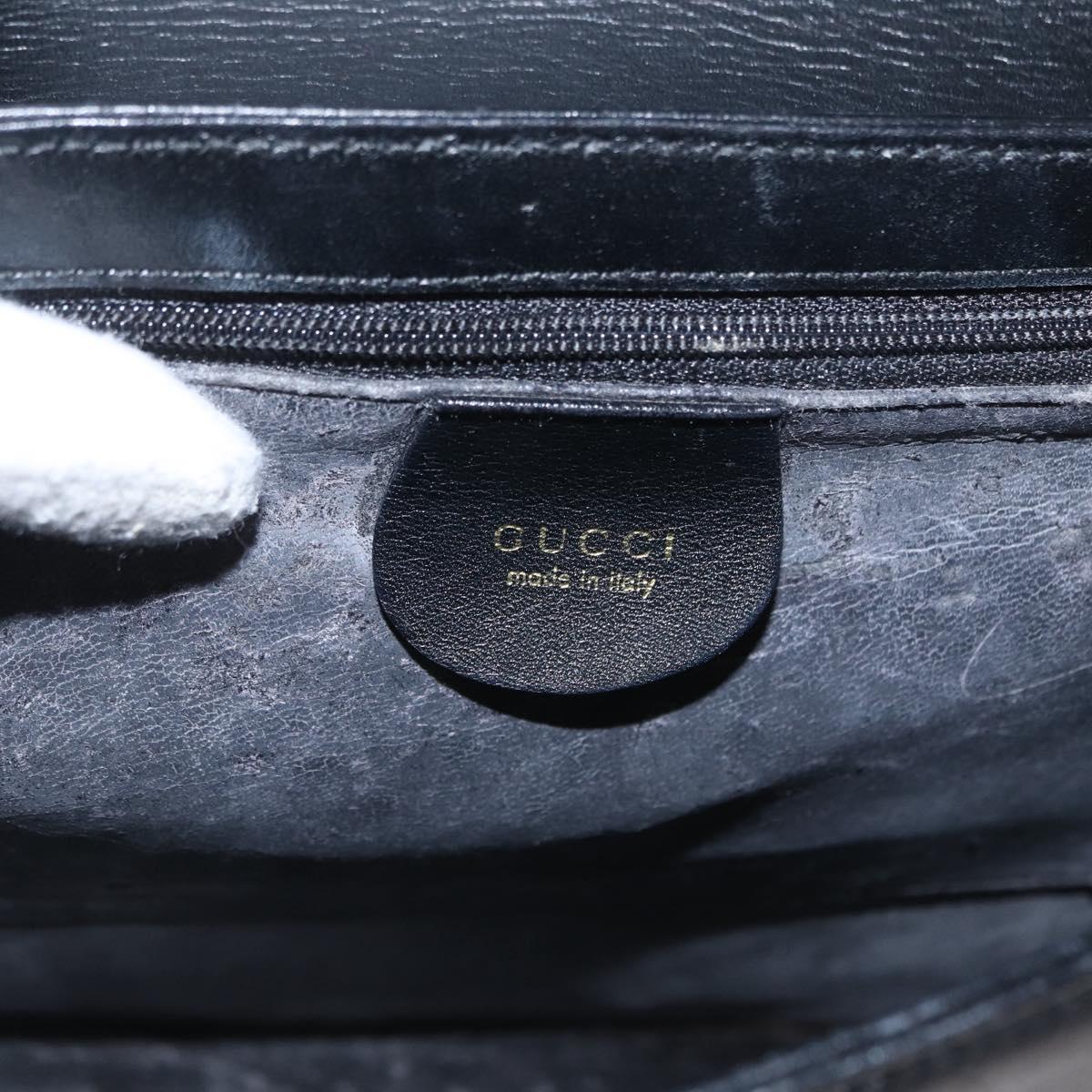 GUCCI Shoulder Bag Leather Black Gold 001 1274 1912 Auth ti3593