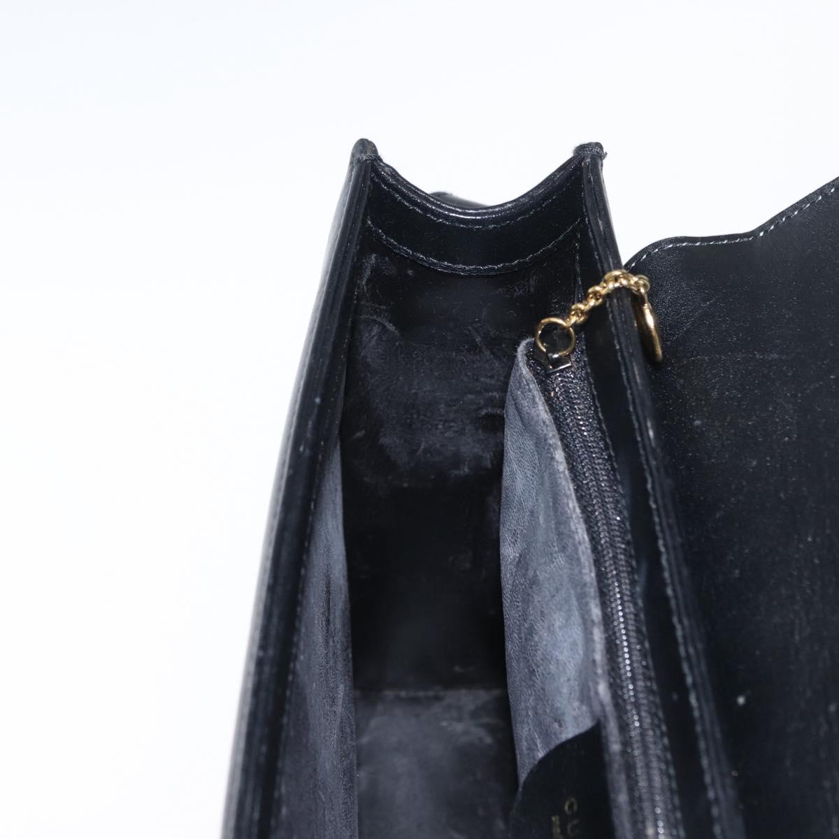 GUCCI Shoulder Bag Leather Black Gold 001 1274 1912 Auth ti3593
