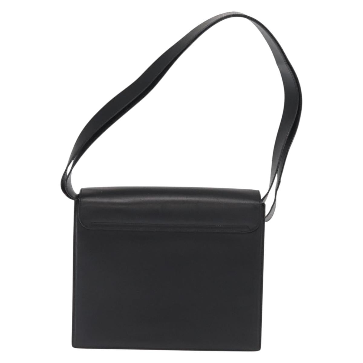 GUCCI Shoulder Bag Leather Black Gold 001 1274 1912 Auth ti3593