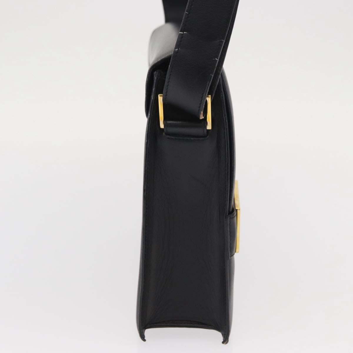 GUCCI Shoulder Bag Leather Black Gold 001 1274 1912 Auth ti3593