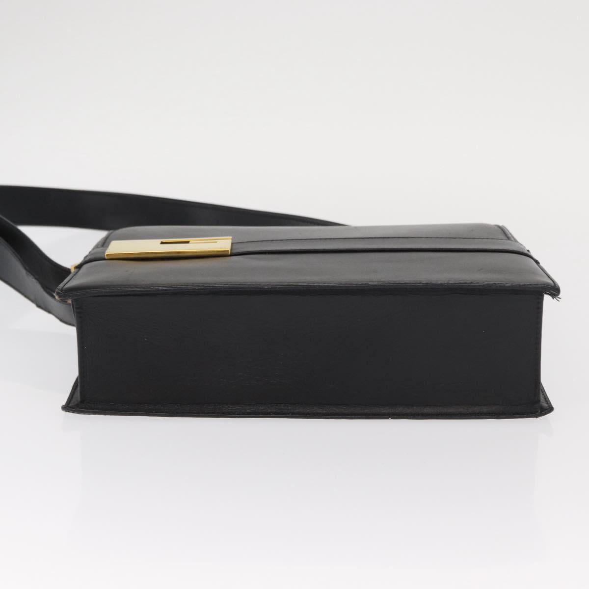 GUCCI Shoulder Bag Leather Black Gold 001 1274 1912 Auth ti3593