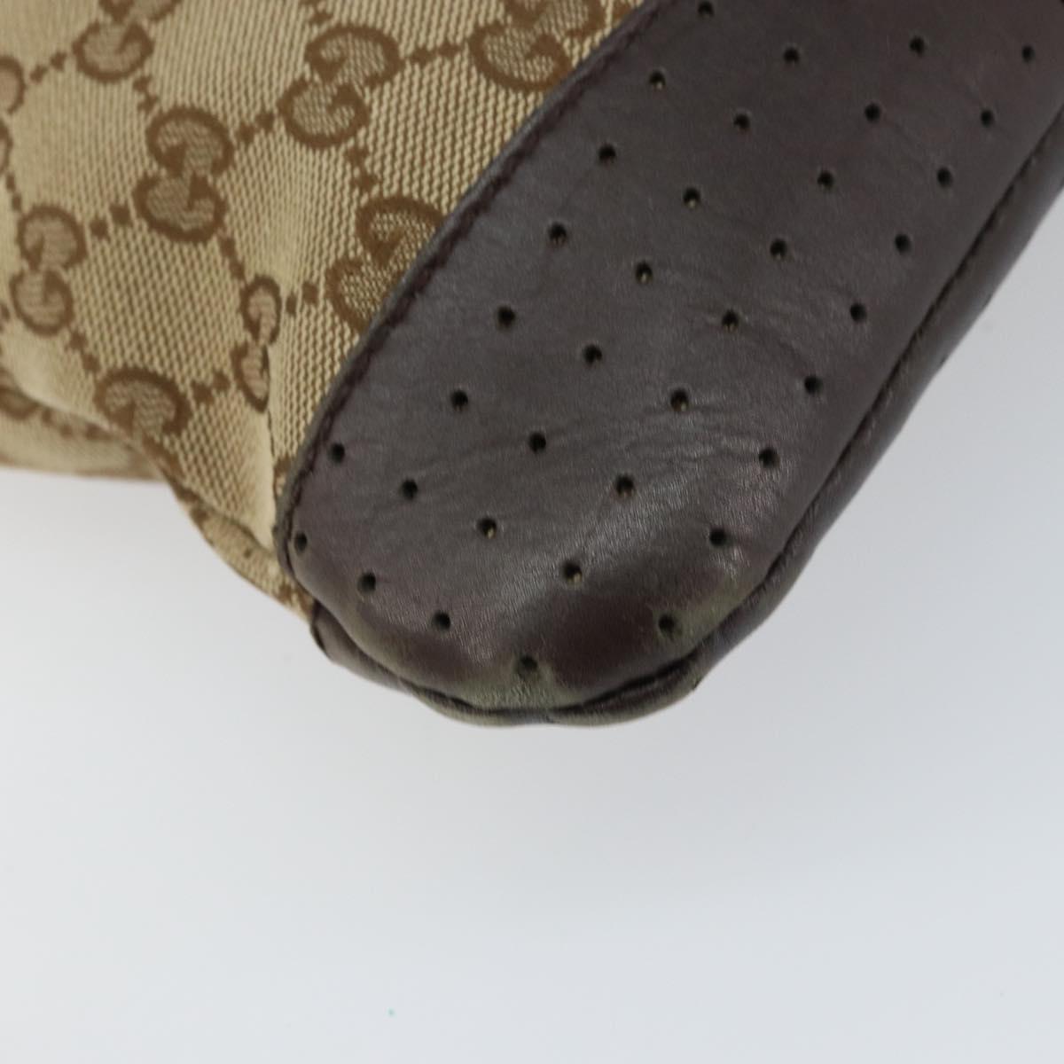 GUCCI GG Canvas Shoulder Bag Beige Silver 145857 Auth ti3599