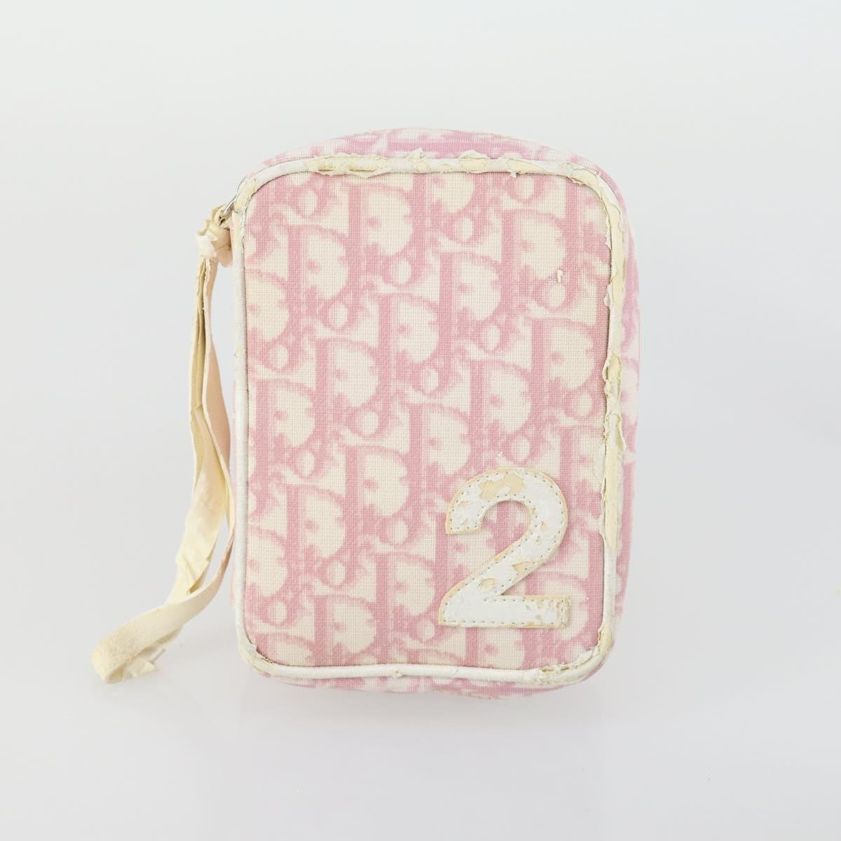 Christian Dior PRADA Pouch Nylon PVC 4 Set Pink Khaki pink Auth ti3613