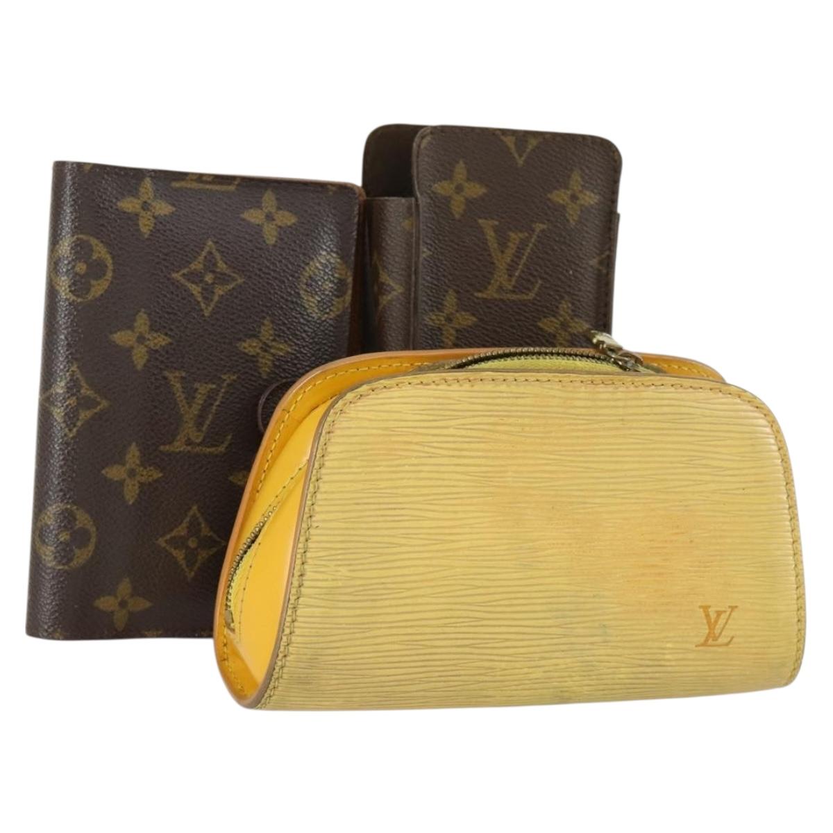 LOUIS VUITTON Monogram Epi Pouch 3 Set Yellow LV Auth ti3627