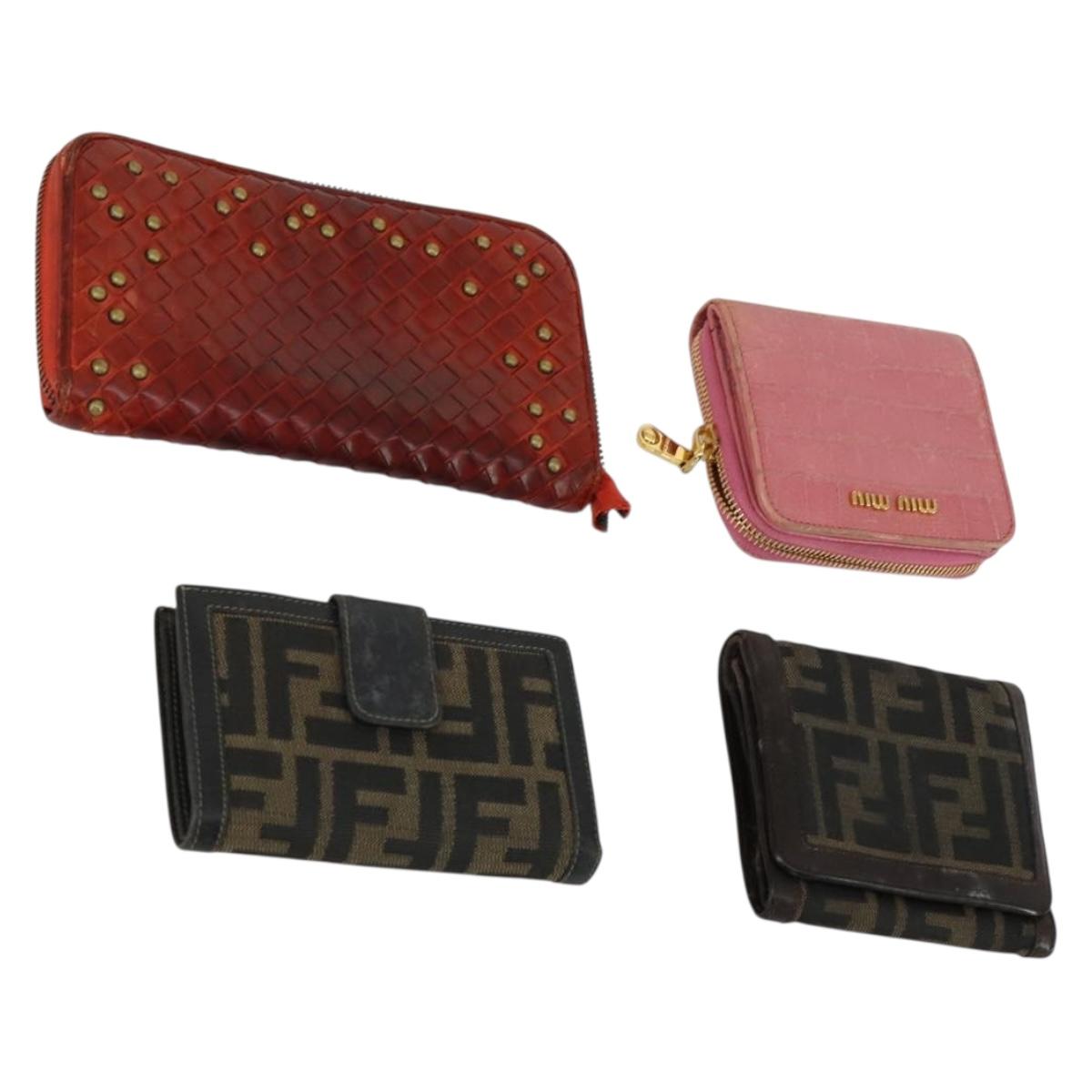 BOTTEGA VENETA Miu Miu Fendi Wallet 4 Set Red Brown pink Auth ti3628