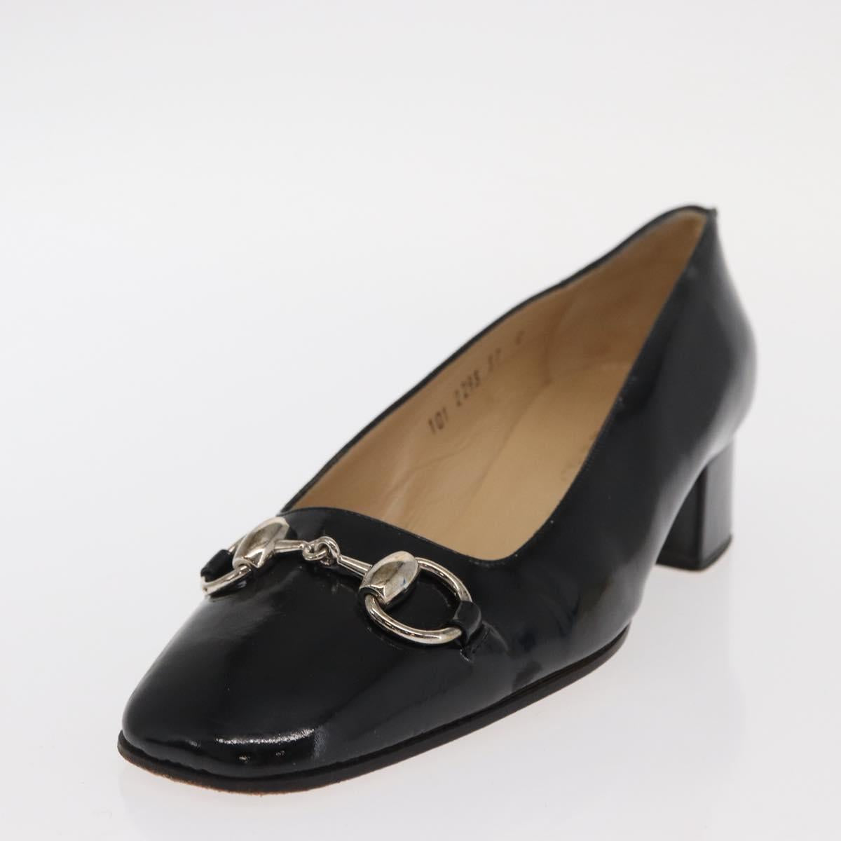 GUCCI Pumps Patent leather Black Auth ti3629