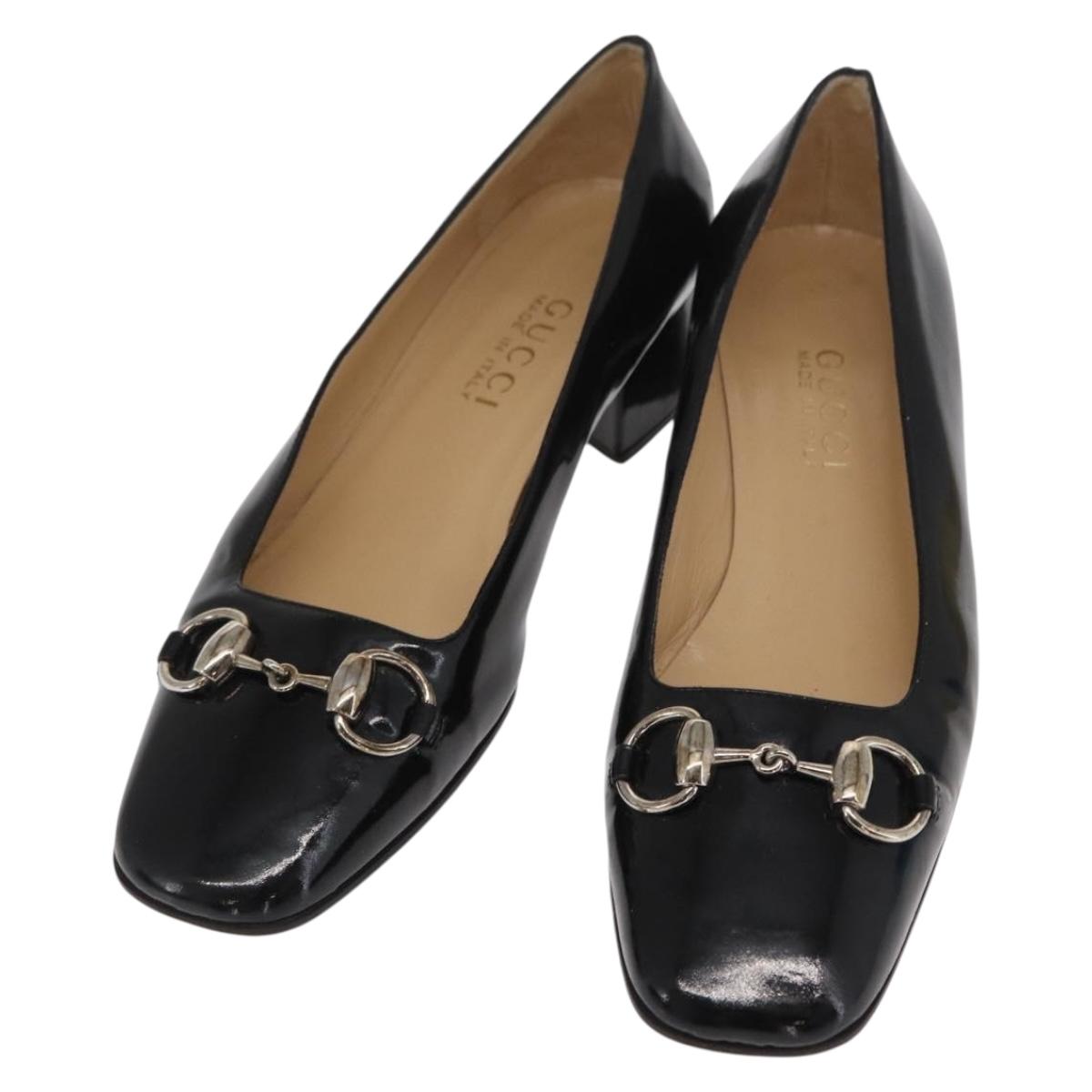 GUCCI Pumps Patent leather Black Auth ti3629
