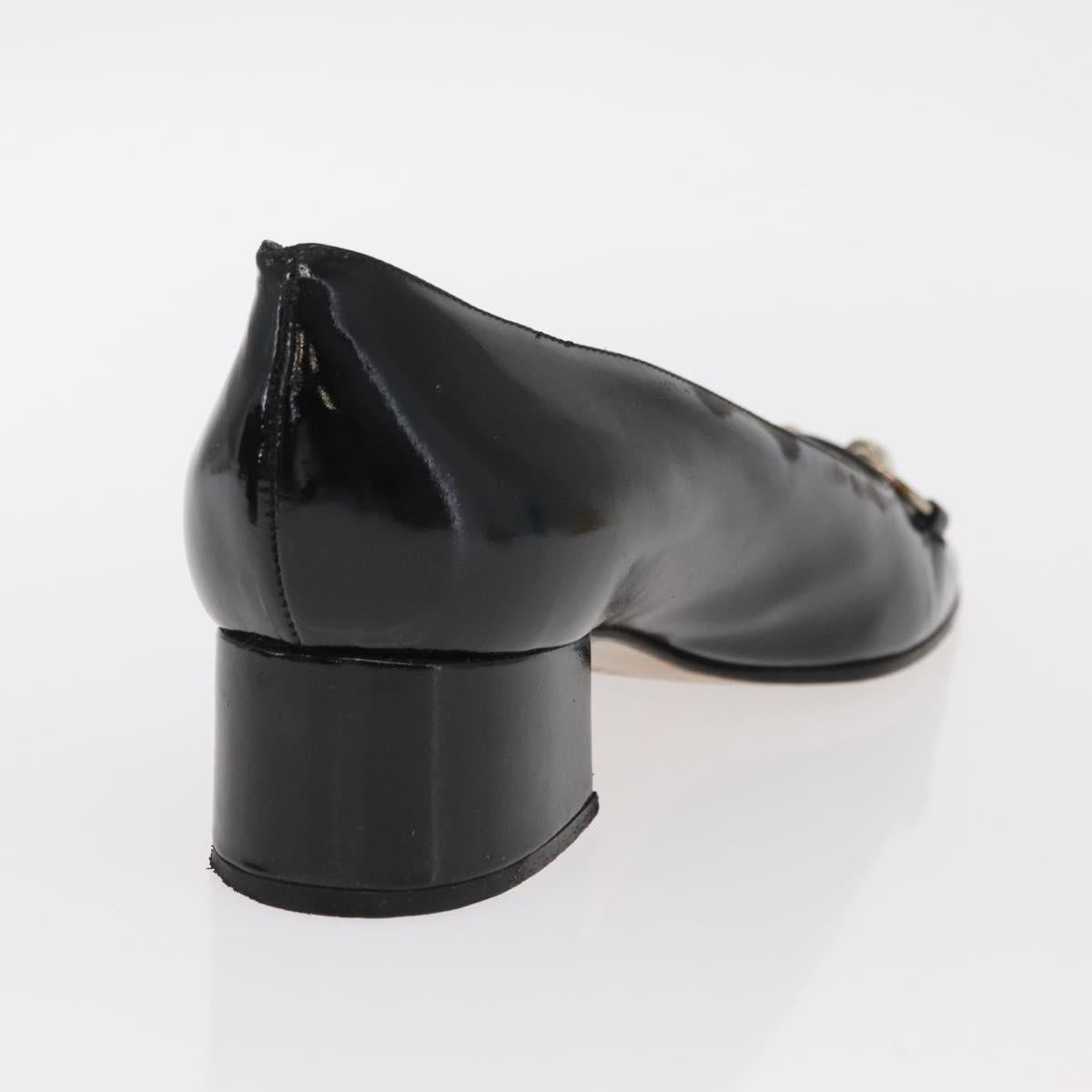 GUCCI Pumps Patent leather Black Auth ti3629