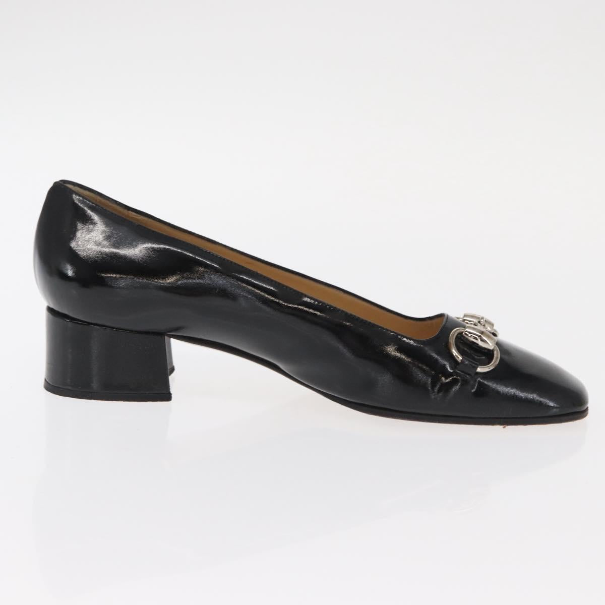 GUCCI Pumps Patent leather Black Auth ti3629