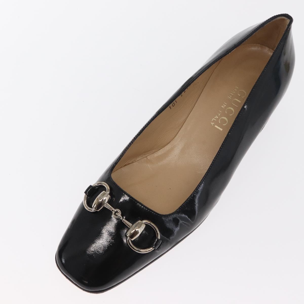 GUCCI Pumps Patent leather Black Auth ti3629