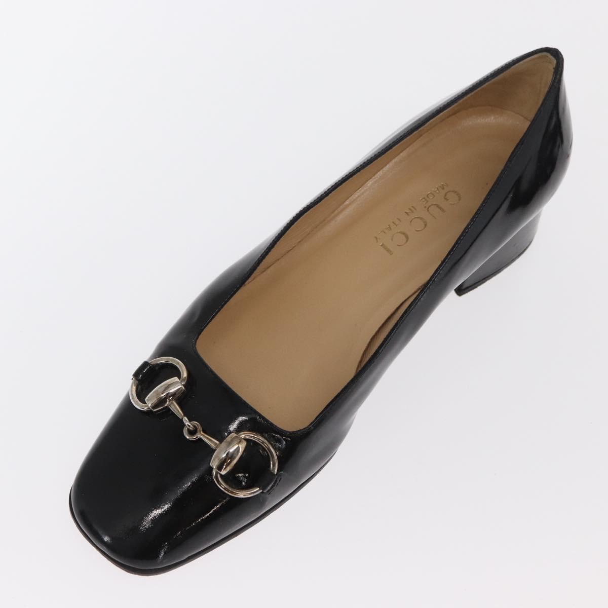 GUCCI Pumps Patent leather Black Auth ti3629