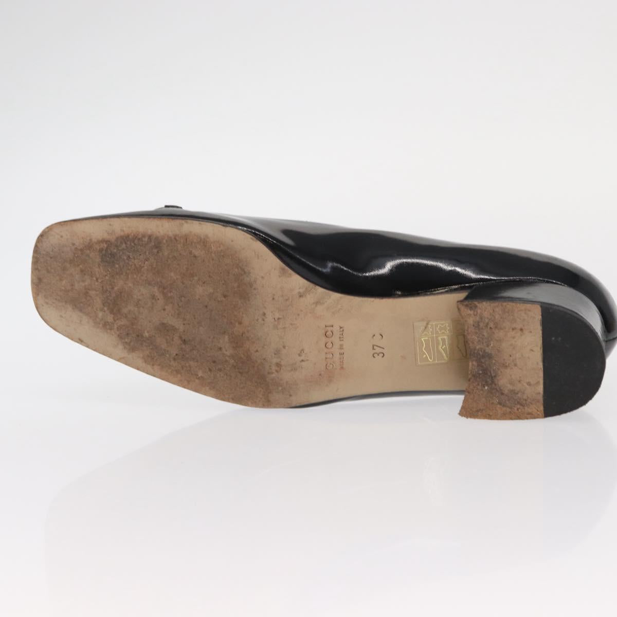 GUCCI Pumps Patent leather Black Auth ti3629