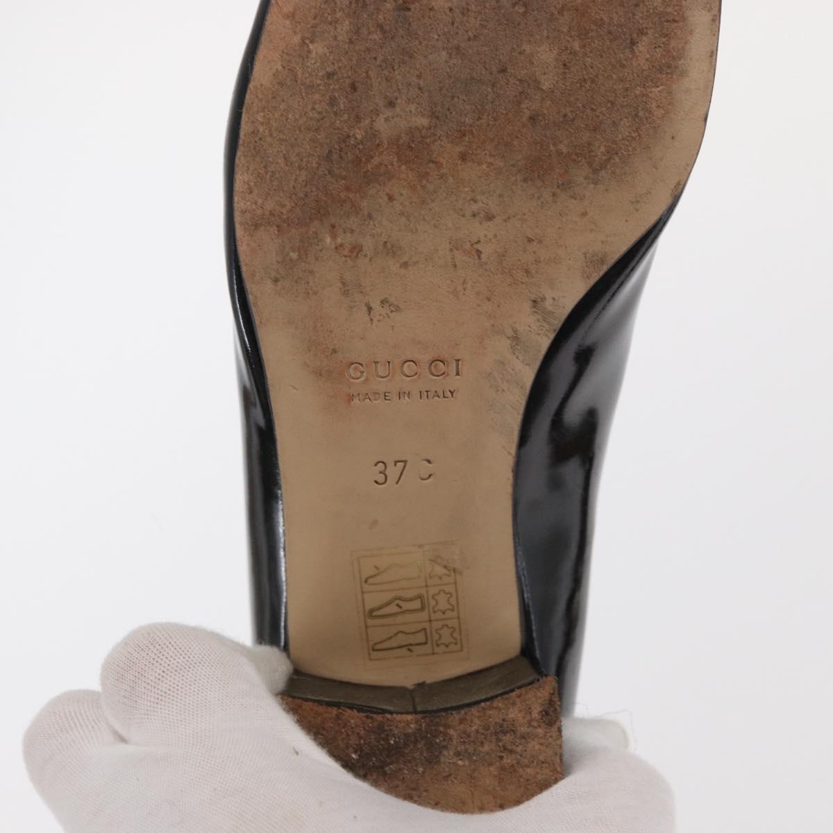 GUCCI Pumps Patent leather Black Auth ti3629