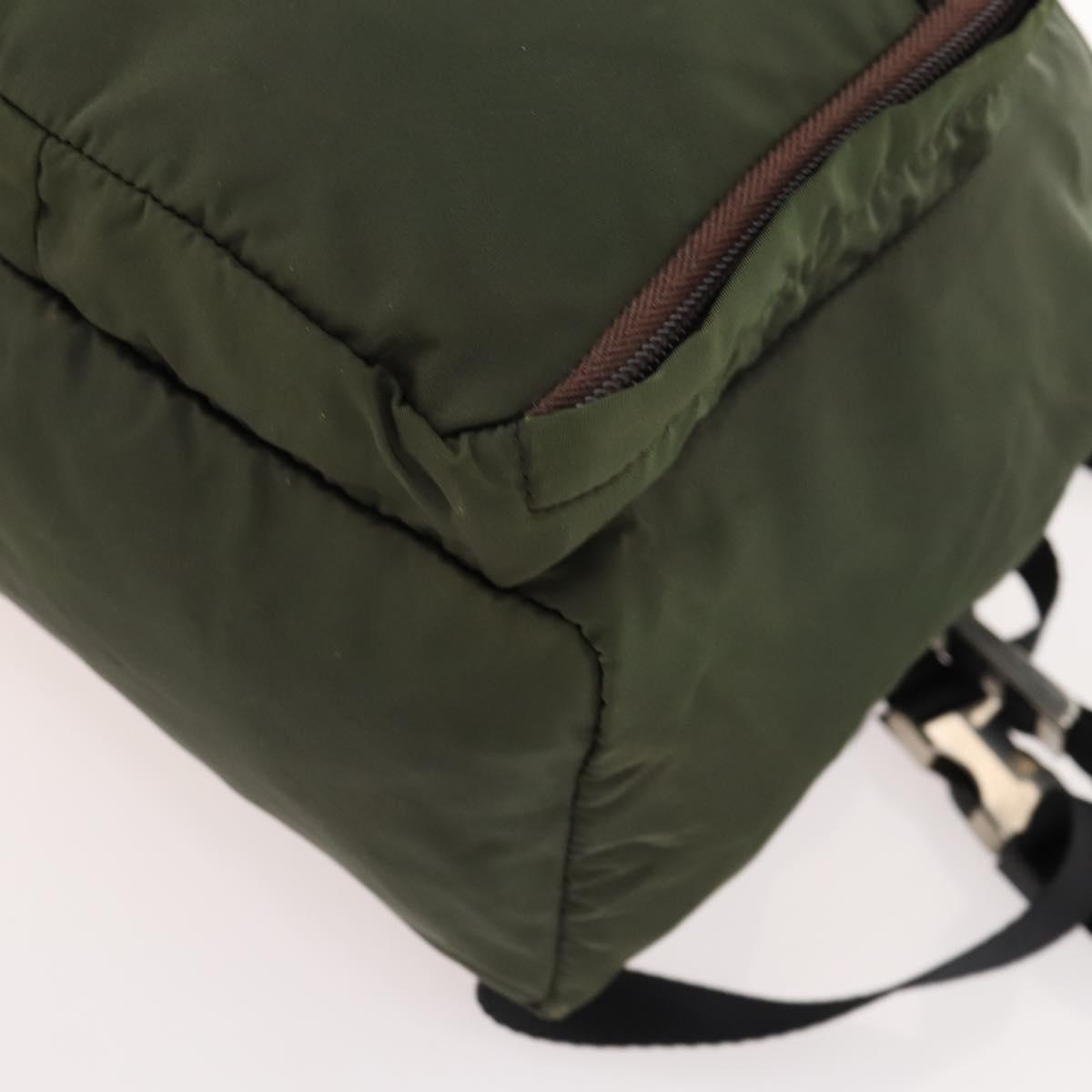 PRADA Backpack Nylon Green Silver Auth ti3636