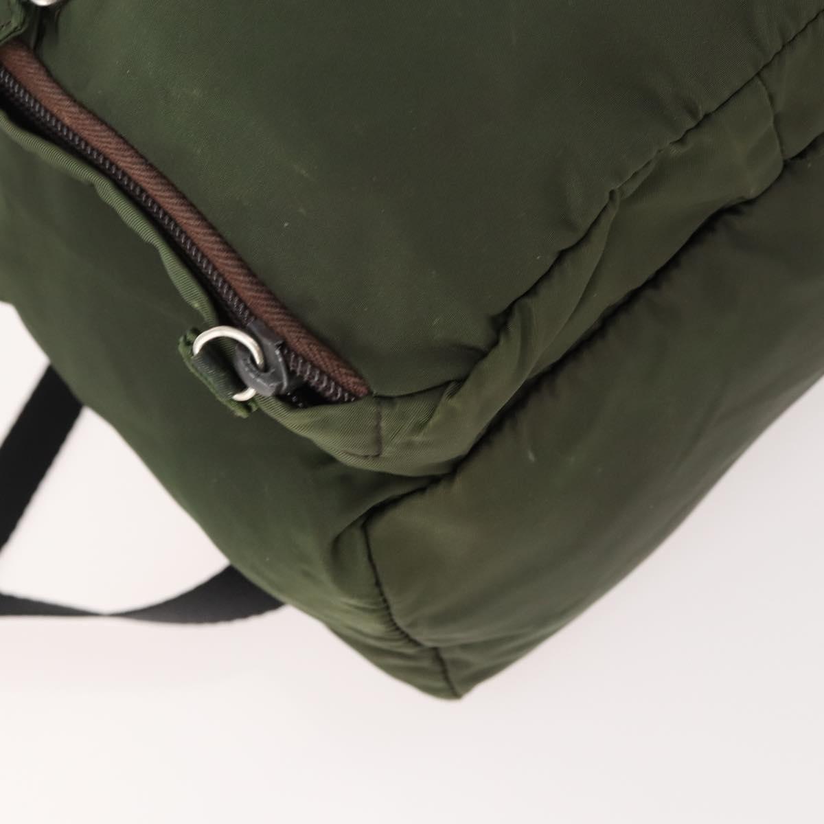 PRADA Backpack Nylon Green Silver Auth ti3636