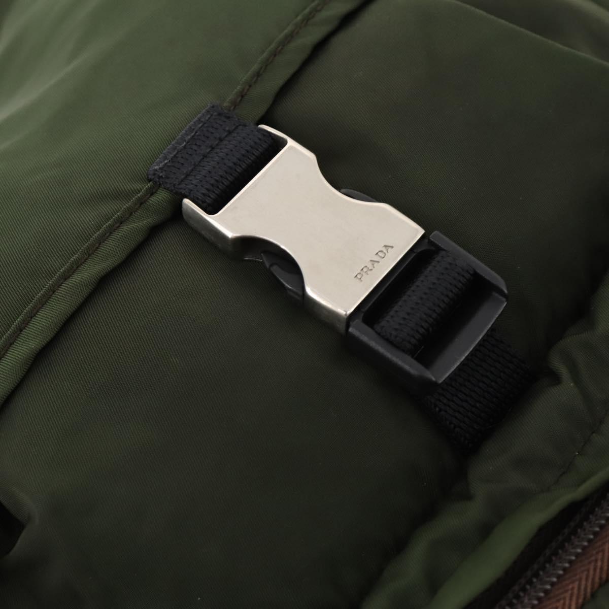 PRADA Backpack Nylon Green Silver Auth ti3636