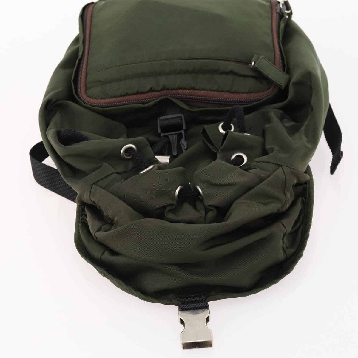 PRADA Backpack Nylon Green Silver Auth ti3636