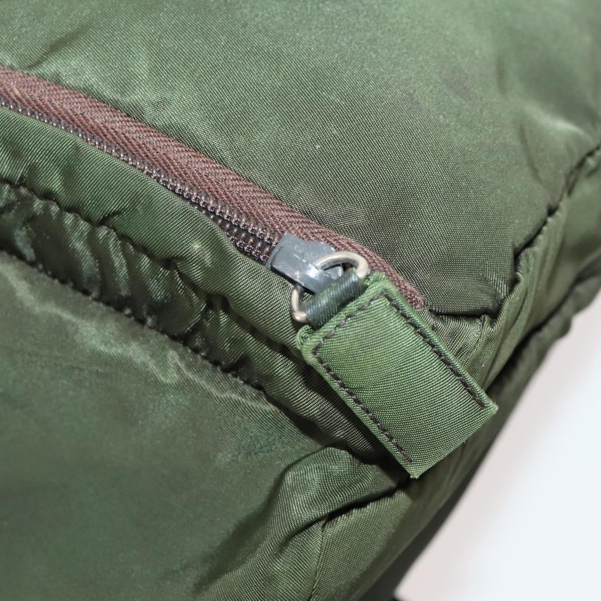 PRADA Backpack Nylon Green Silver Auth ti3636