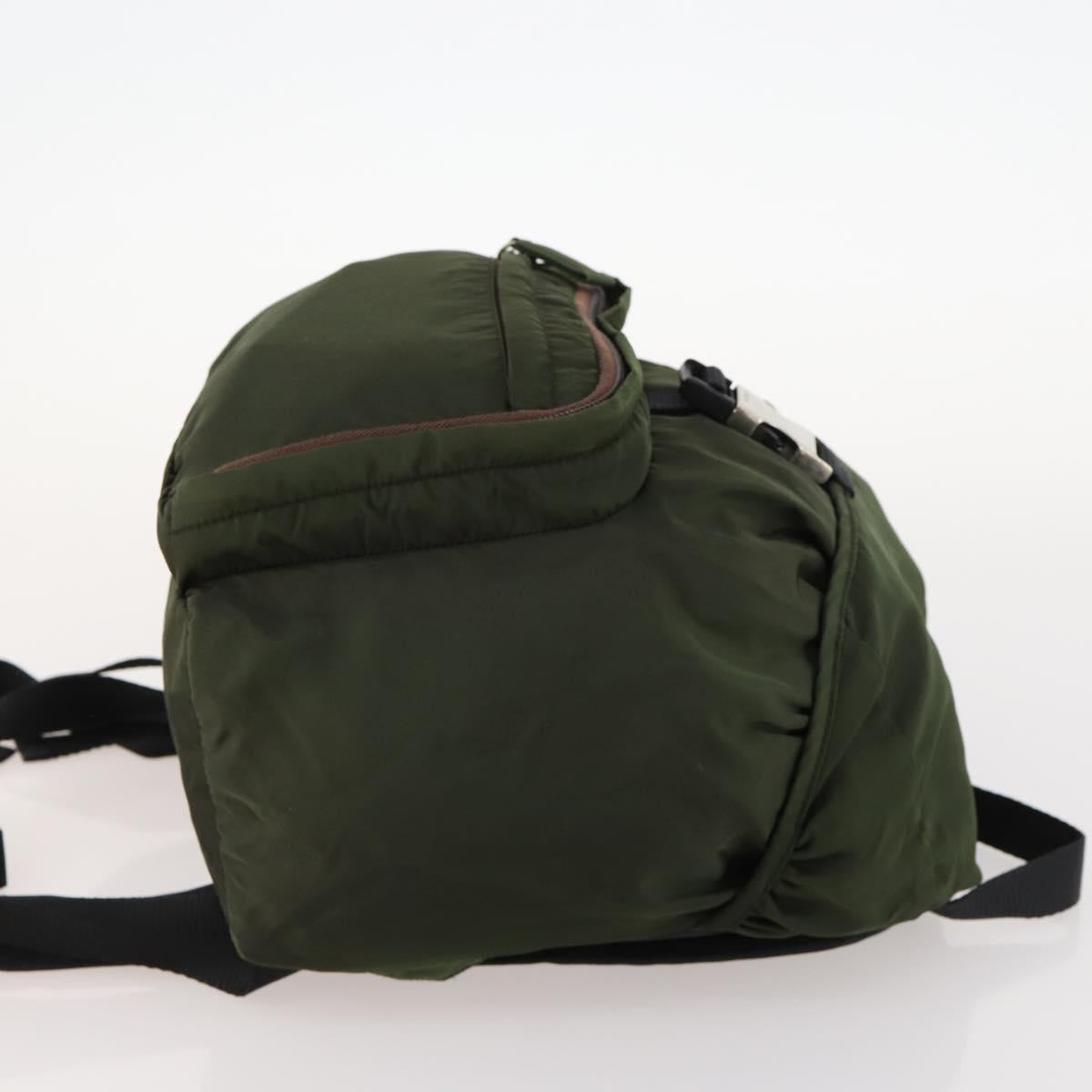 PRADA Backpack Nylon Green Silver Auth ti3636