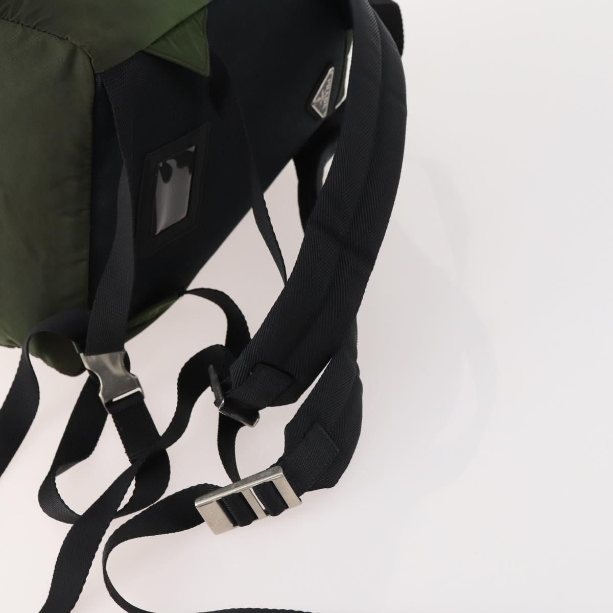 PRADA Backpack Nylon Green Silver Auth ti3636