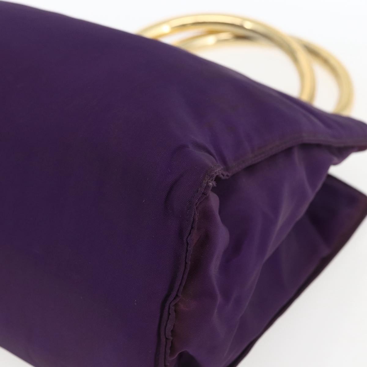PRADA Hand Bag Nylon Purple Gold Auth ti3637