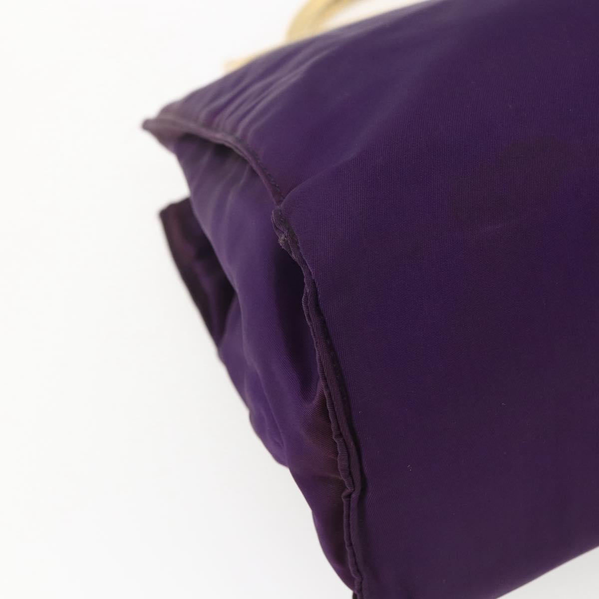 PRADA Hand Bag Nylon Purple Gold Auth ti3637