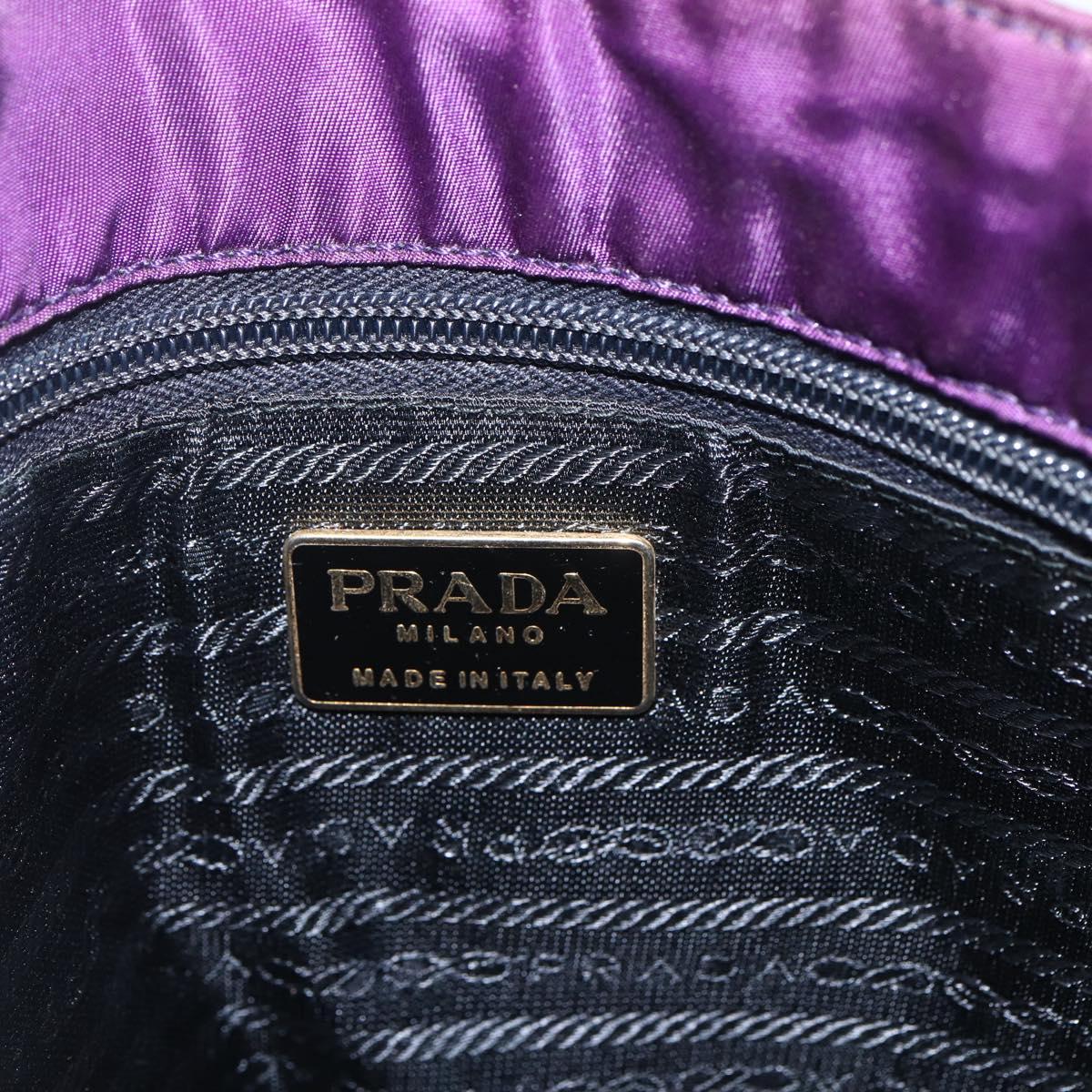 PRADA Hand Bag Nylon Purple Gold Auth ti3637