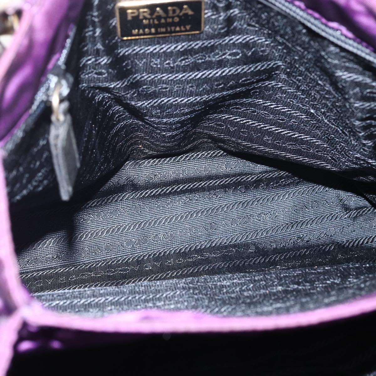 PRADA Hand Bag Nylon Purple Gold Auth ti3637