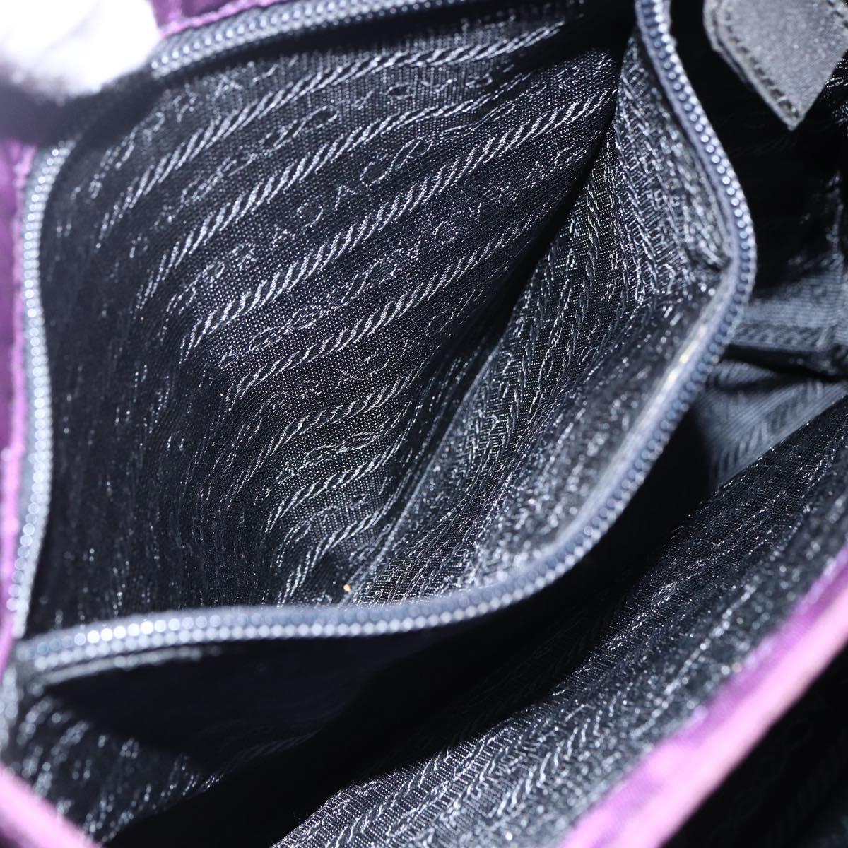 PRADA Hand Bag Nylon Purple Gold Auth ti3637