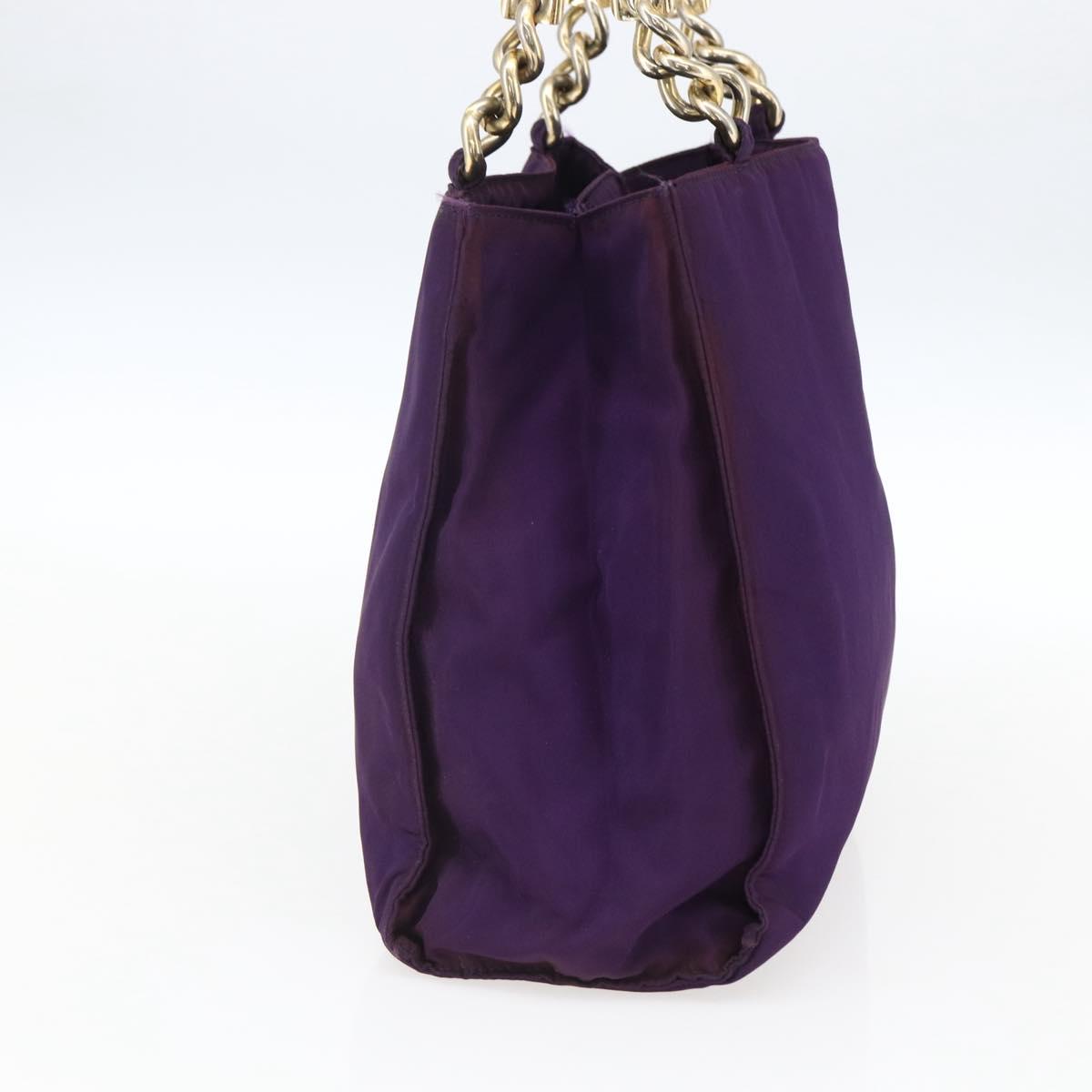 PRADA Hand Bag Nylon Purple Gold Auth ti3637