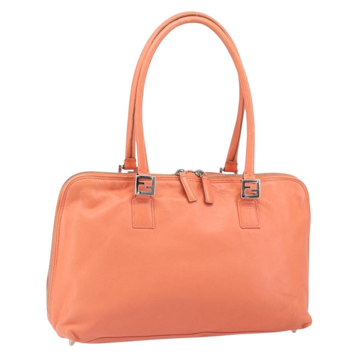 FENDI Hand Bag Leather Pink Silver Auth ti3638