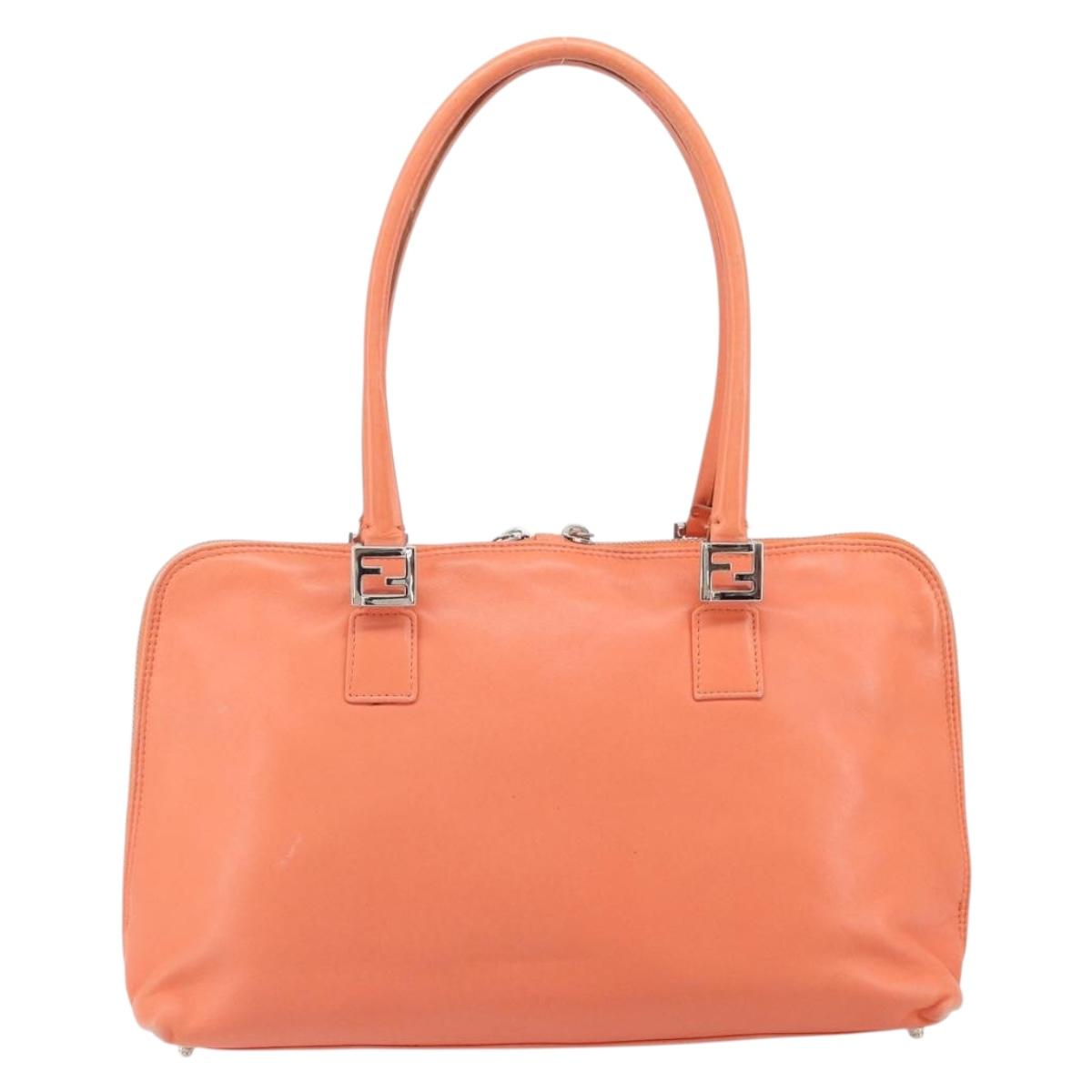 FENDI Hand Bag Leather Pink Silver Auth ti3638
