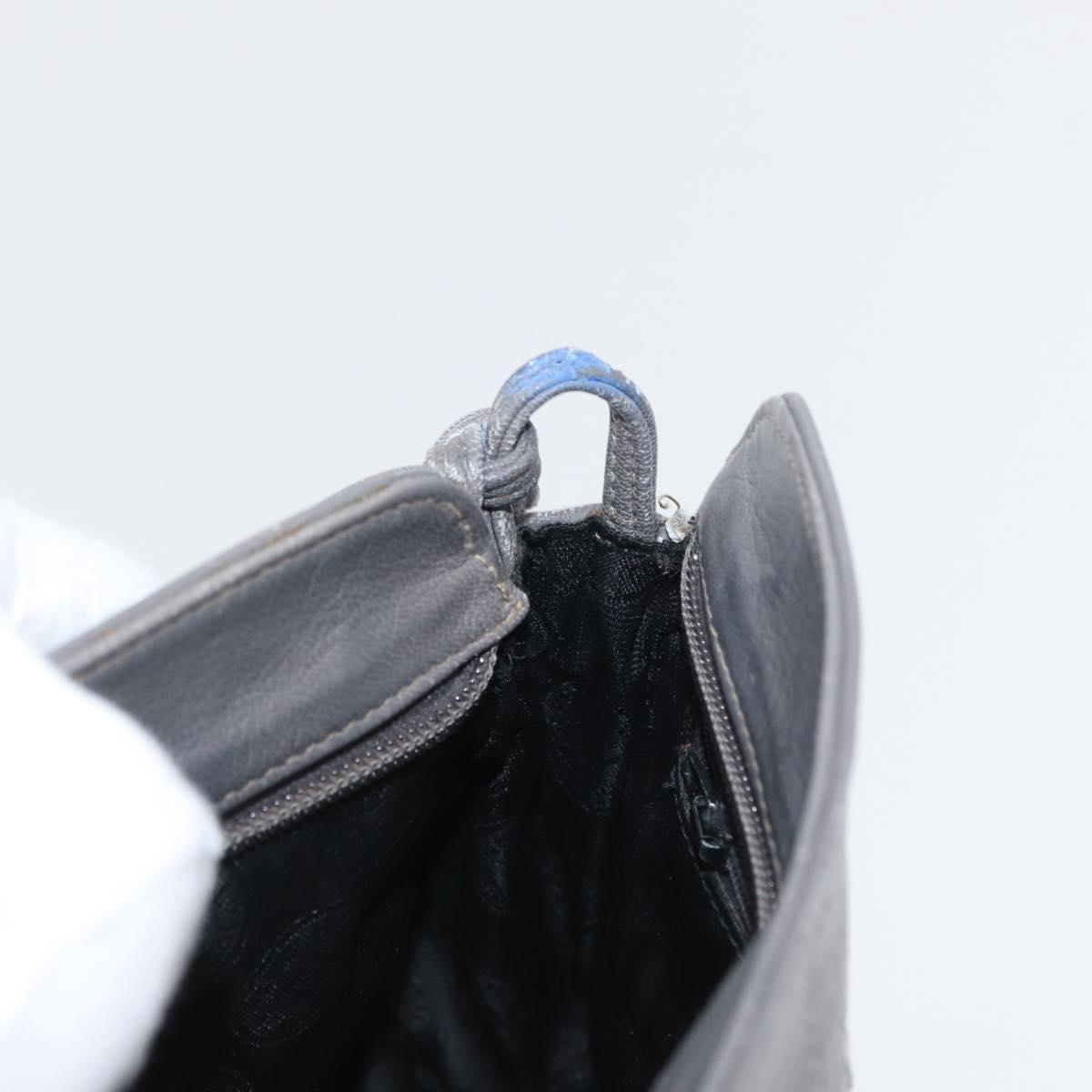 FENDI Shoulder Bag Leather Gray Auth ti3639