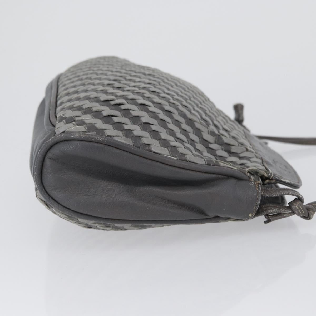 FENDI Shoulder Bag Leather Gray Auth ti3639