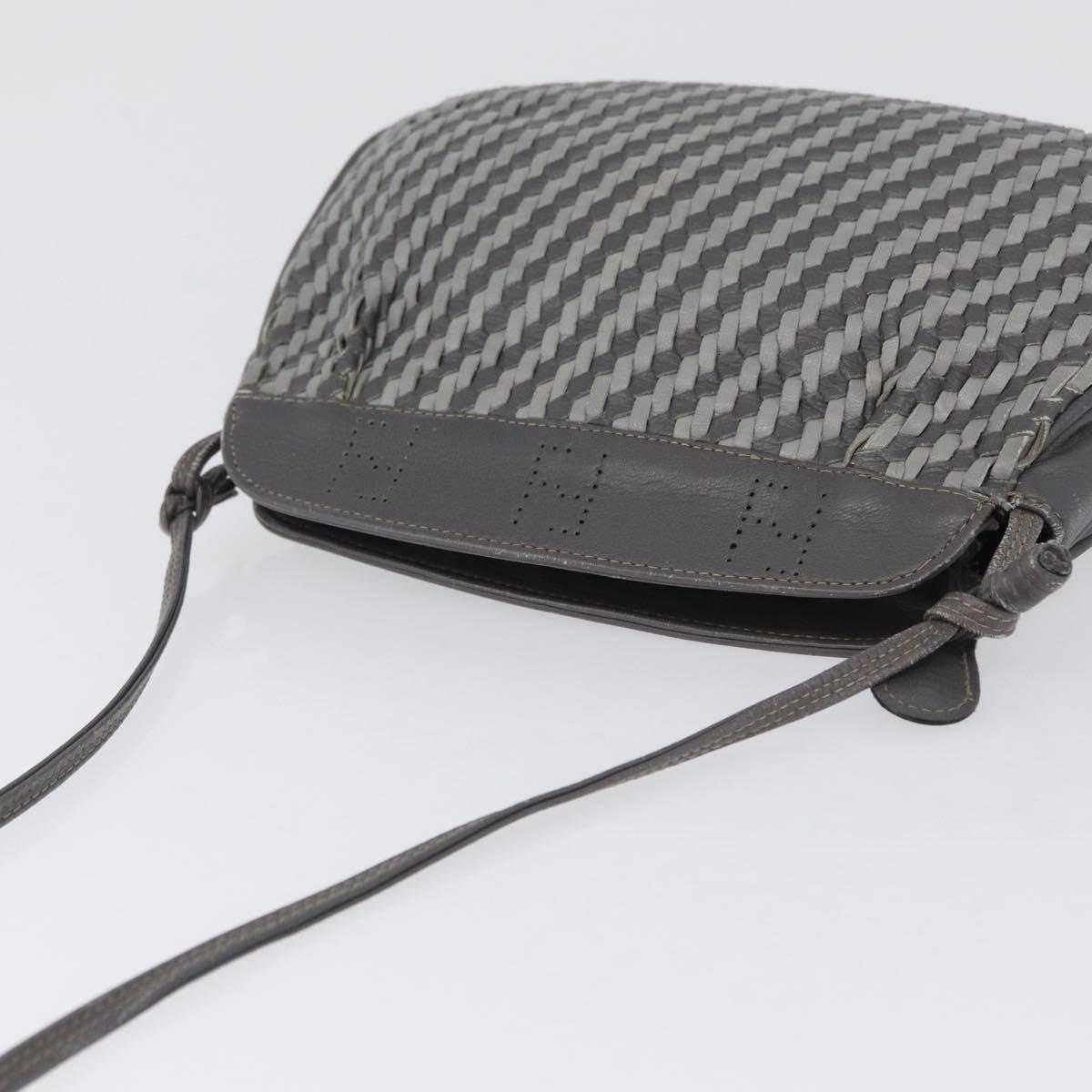 FENDI Shoulder Bag Leather Gray Auth ti3639