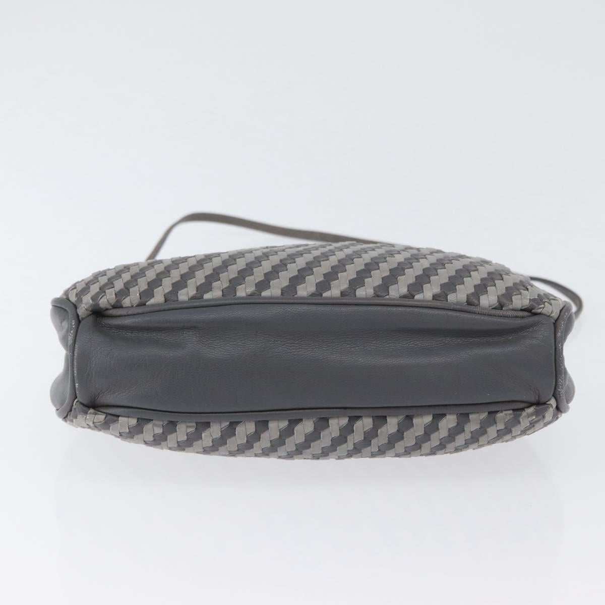 FENDI Shoulder Bag Leather Gray Auth ti3639