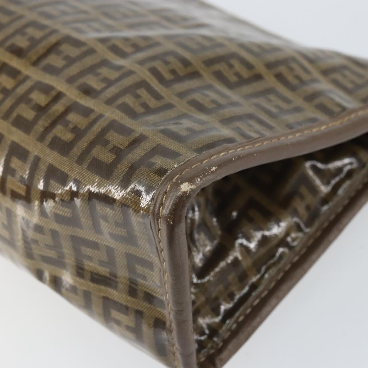 FENDI Zucchino Canvas Clutch Bag Brown Auth ti3640