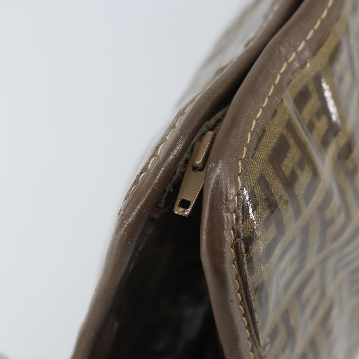 FENDI Zucchino Canvas Clutch Bag Brown Auth ti3640