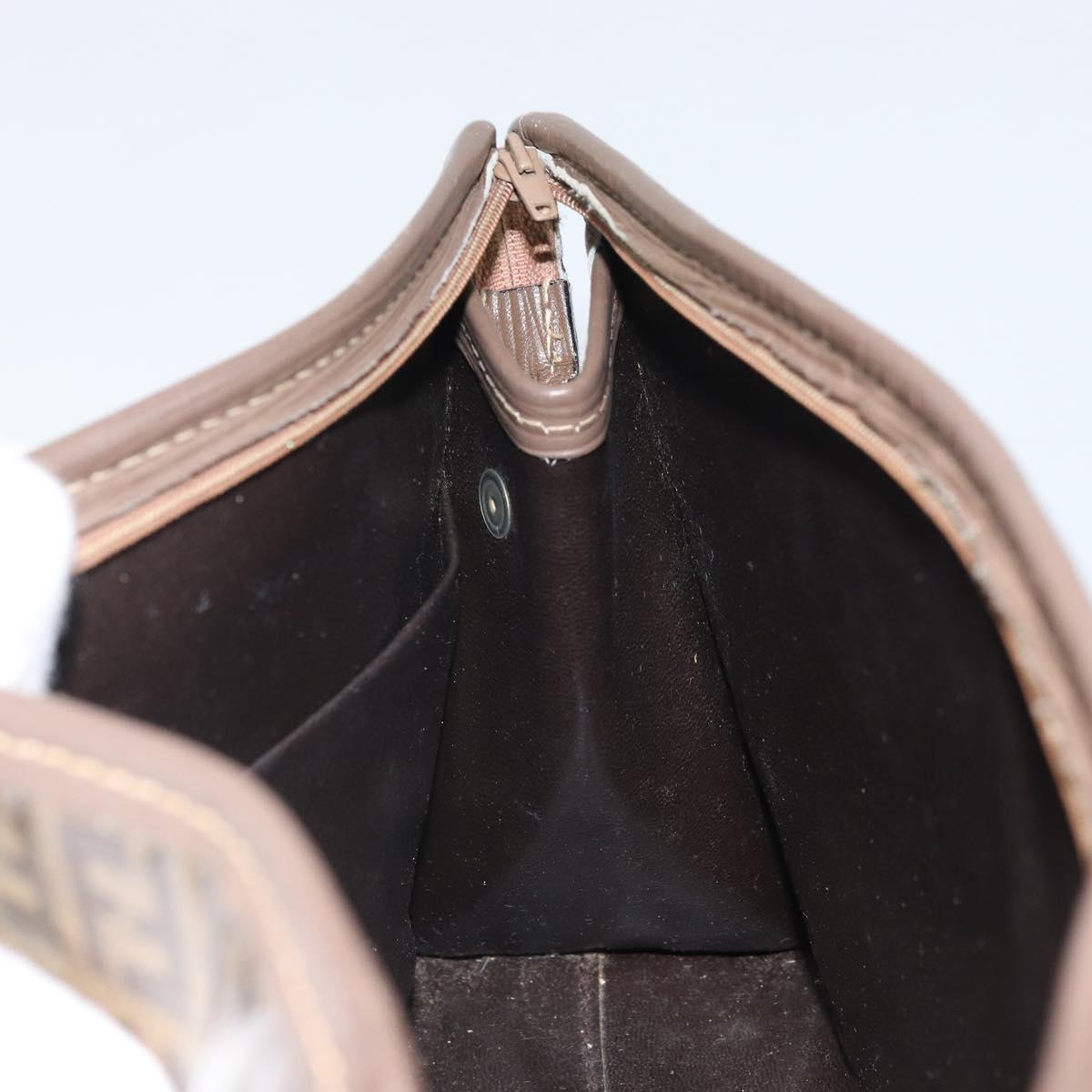 FENDI Zucchino Canvas Clutch Bag Brown Auth ti3640