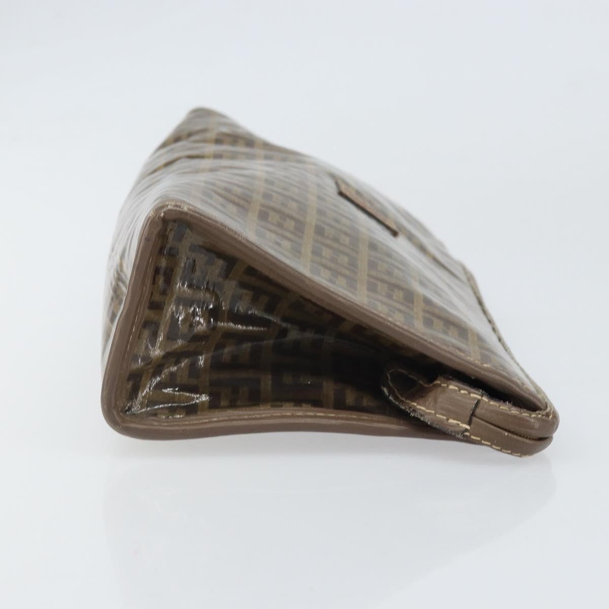 FENDI Zucchino Canvas Clutch Bag Brown Auth ti3640