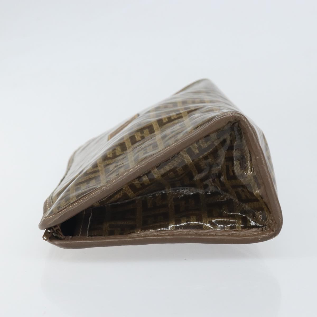FENDI Zucchino Canvas Clutch Bag Brown Auth ti3640