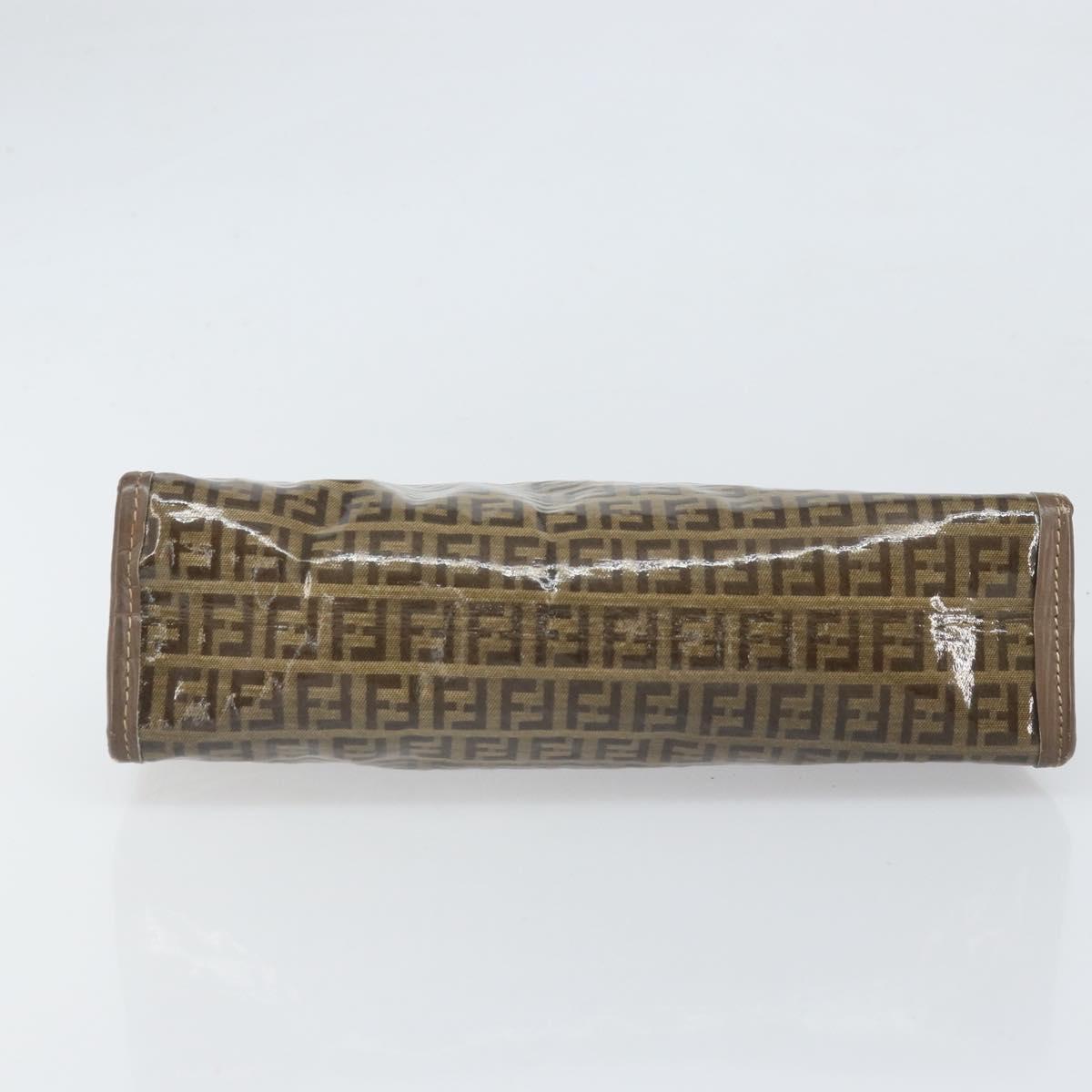 FENDI Zucchino Canvas Clutch Bag Brown Auth ti3640